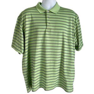PGA Tour Mens Short Sleeve Golf Polo Shirt Green with Thin Black stripes XL